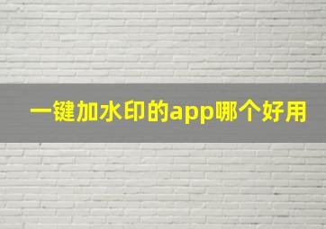 一键加水印的app哪个好用