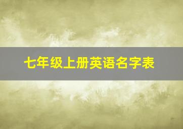 七年级上册英语名字表