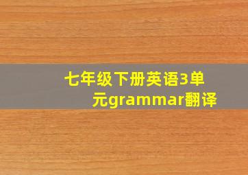 七年级下册英语3单元grammar翻译