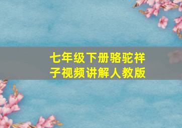 七年级下册骆驼祥子视频讲解人教版