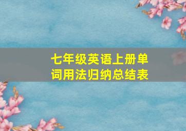 七年级英语上册单词用法归纳总结表