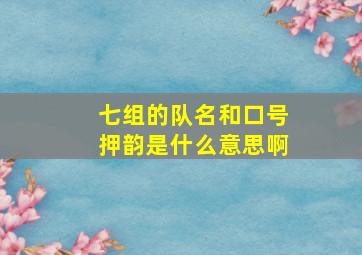 七组的队名和口号押韵是什么意思啊