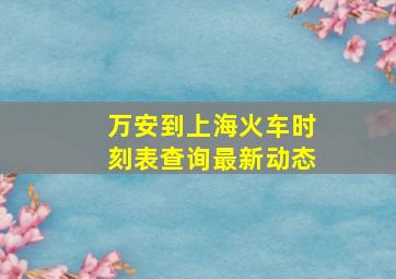 万安到上海火车时刻表查询最新动态