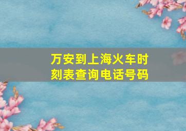 万安到上海火车时刻表查询电话号码