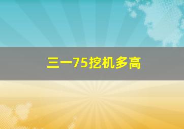 三一75挖机多高