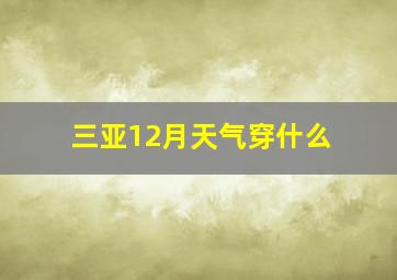 三亚12月天气穿什么