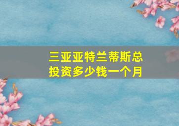 三亚亚特兰蒂斯总投资多少钱一个月