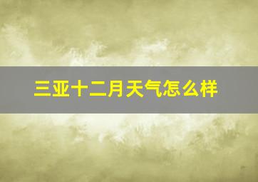 三亚十二月天气怎么样