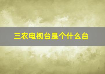 三农电视台是个什么台