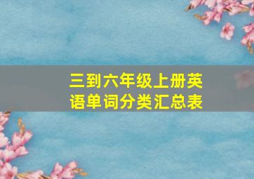 三到六年级上册英语单词分类汇总表