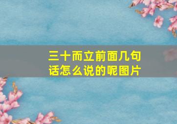 三十而立前面几句话怎么说的呢图片