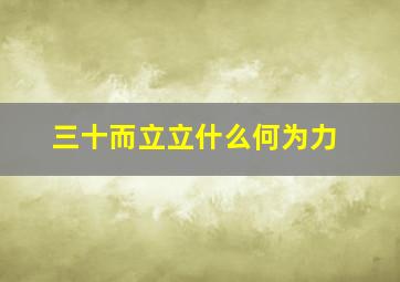 三十而立立什么何为力