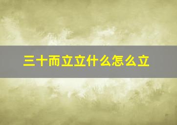 三十而立立什么怎么立