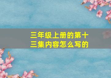 三年级上册的第十三集内容怎么写的