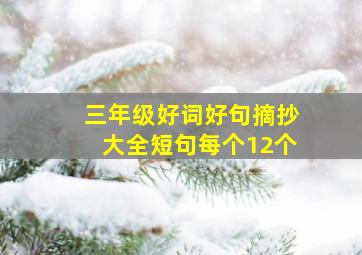 三年级好词好句摘抄大全短句每个12个