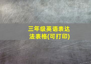 三年级英语表达法表格(可打印)