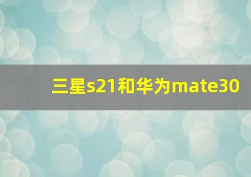 三星s21和华为mate30