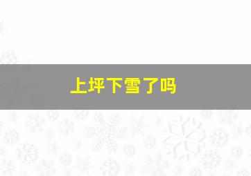 上坪下雪了吗