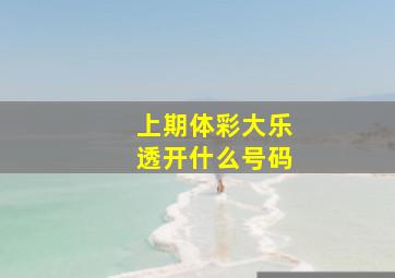 上期体彩大乐透开什么号码