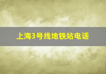 上海3号线地铁站电话