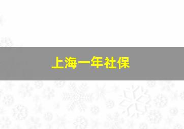 上海一年社保