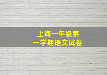 上海一年级第一学期语文试卷