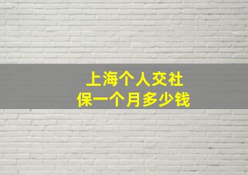 上海个人交社保一个月多少钱