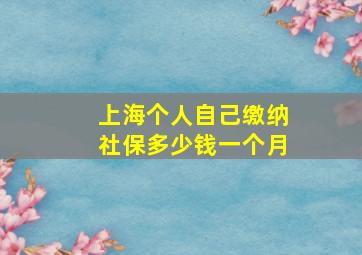 上海个人自己缴纳社保多少钱一个月