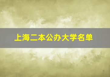 上海二本公办大学名单