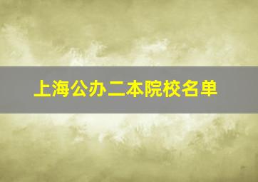 上海公办二本院校名单