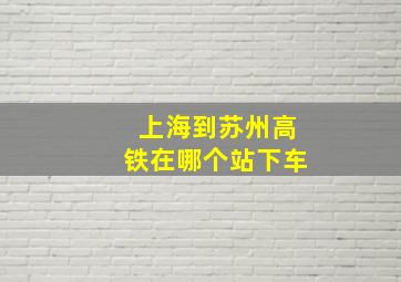 上海到苏州高铁在哪个站下车