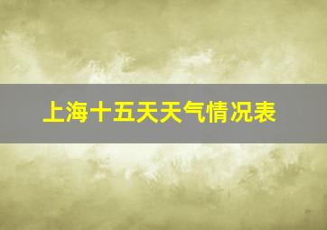 上海十五天天气情况表