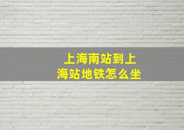 上海南站到上海站地铁怎么坐