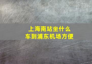 上海南站坐什么车到浦东机场方便