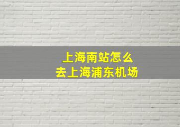 上海南站怎么去上海浦东机场