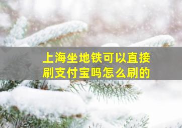 上海坐地铁可以直接刷支付宝吗怎么刷的