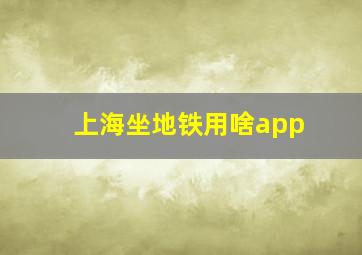 上海坐地铁用啥app