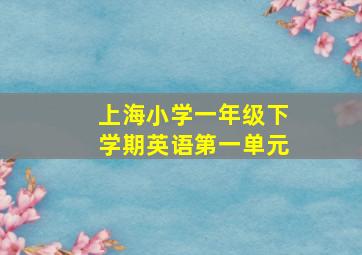 上海小学一年级下学期英语第一单元