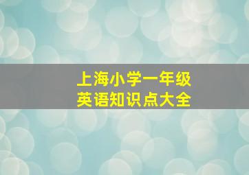 上海小学一年级英语知识点大全