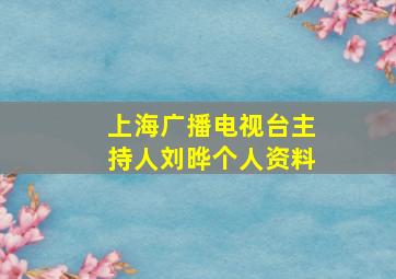 上海广播电视台主持人刘晔个人资料