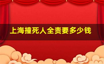 上海撞死人全责要多少钱