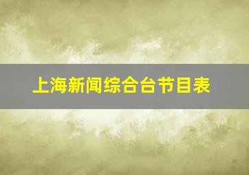 上海新闻综合台节目表