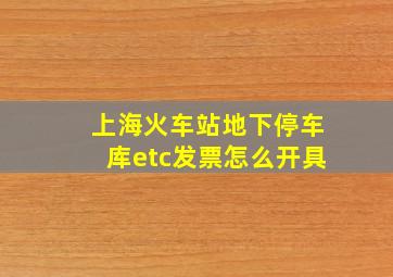 上海火车站地下停车库etc发票怎么开具