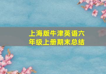 上海版牛津英语六年级上册期末总结