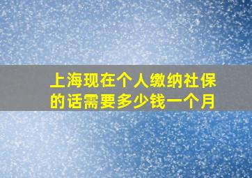 上海现在个人缴纳社保的话需要多少钱一个月