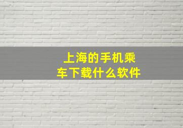 上海的手机乘车下载什么软件