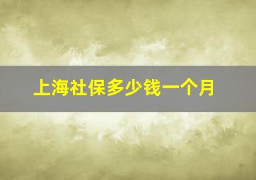 上海社保多少钱一个月