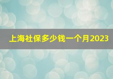 上海社保多少钱一个月2023