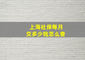 上海社保每月交多少钱怎么查