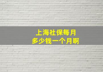 上海社保每月多少钱一个月啊